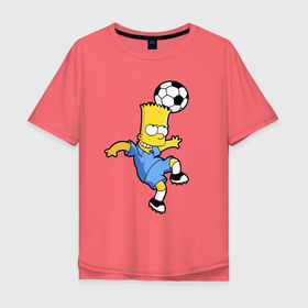 Мужская футболка хлопок Oversize с принтом Барт Симпсон   игра головой , 100% хлопок | свободный крой, круглый ворот, “спинка” длиннее передней части | Тематика изображения на принте: 