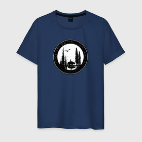Мужская футболка хлопок с принтом Девочка, медведь, сова и луна в Белгороде, 100% хлопок | прямой крой, круглый вырез горловины, длина до линии бедер, слегка спущенное плечо. | Тематика изображения на принте: 