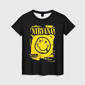 Женская футболка 3D с принтом Nirvana принт , 100% полиэфир ( синтетическое хлопкоподобное полотно) | прямой крой, круглый вырез горловины, длина до линии бедер | 