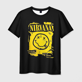 Мужская футболка 3D с принтом Nirvana принт в Новосибирске, 100% полиэфир | прямой крой, круглый вырез горловины, длина до линии бедер | 