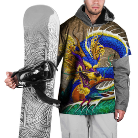 Накидка на куртку 3D с принтом Разноцветный Японский Дракон в Санкт-Петербурге, 100% полиэстер |  | Тематика изображения на принте: 