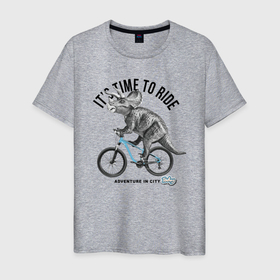 Мужская футболка хлопок с принтом Путешествие на велосипеде в Петрозаводске, 100% хлопок | прямой крой, круглый вырез горловины, длина до линии бедер, слегка спущенное плечо. | 