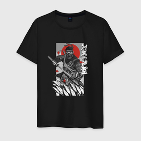 Мужская футболка хлопок с принтом Jin Sakai арт в Санкт-Петербурге, 100% хлопок | прямой крой, круглый вырез горловины, длина до линии бедер, слегка спущенное плечо. | 