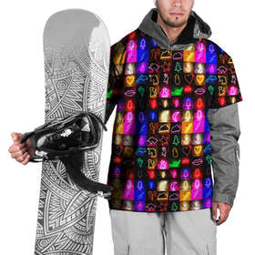 Накидка на куртку 3D с принтом Neon glowing objects в Курске, 100% полиэстер |  | 