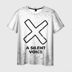Мужская футболка 3D с принтом A Silent Voice с потертостями на светлом фоне , 100% полиэфир | прямой крой, круглый вырез горловины, длина до линии бедер | 