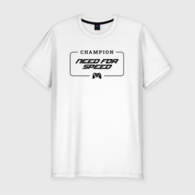 Мужская футболка хлопок Slim с принтом Need for Speed gaming champion: рамка с лого и джойстиком , 92% хлопок, 8% лайкра | приталенный силуэт, круглый вырез ворота, длина до линии бедра, короткий рукав | 
