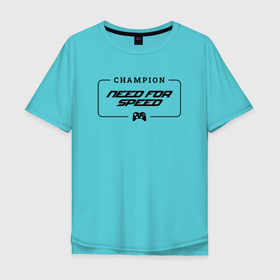 Мужская футболка хлопок Oversize с принтом Need for Speed gaming champion: рамка с лого и джойстиком в Новосибирске, 100% хлопок | свободный крой, круглый ворот, “спинка” длиннее передней части | Тематика изображения на принте: 