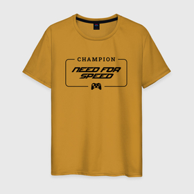 Мужская футболка хлопок с принтом Need for Speed gaming champion: рамка с лого и джойстиком в Новосибирске, 100% хлопок | прямой крой, круглый вырез горловины, длина до линии бедер, слегка спущенное плечо. | Тематика изображения на принте: 