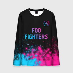 Мужской лонгслив 3D с принтом Foo Fighters   neon gradient: символ сверху в Курске, 100% полиэстер | длинные рукава, круглый вырез горловины, полуприлегающий силуэт | 