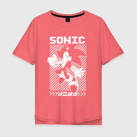Мужская футболка хлопок Oversize с принтом sonic   game , 100% хлопок | свободный крой, круглый ворот, “спинка” длиннее передней части | 