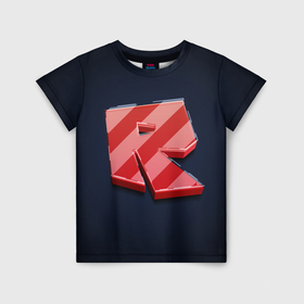 Детская футболка 3D с принтом Roblox red   Роблокс полосатый логотип в Курске, 100% гипоаллергенный полиэфир | прямой крой, круглый вырез горловины, длина до линии бедер, чуть спущенное плечо, ткань немного тянется | 