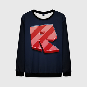 Мужской свитшот 3D с принтом Roblox red   Роблокс полосатый логотип в Белгороде, 100% полиэстер с мягким внутренним слоем | круглый вырез горловины, мягкая резинка на манжетах и поясе, свободная посадка по фигуре | 