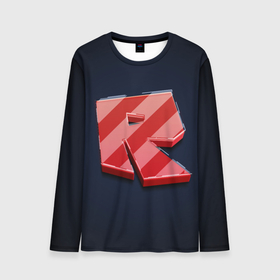 Мужской лонгслив 3D с принтом Roblox red   Роблокс полосатый логотип , 100% полиэстер | длинные рукава, круглый вырез горловины, полуприлегающий силуэт | Тематика изображения на принте: 
