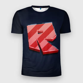Мужская футболка 3D Slim с принтом Roblox red   Роблокс полосатый логотип в Санкт-Петербурге, 100% полиэстер с улучшенными характеристиками | приталенный силуэт, круглая горловина, широкие плечи, сужается к линии бедра | 