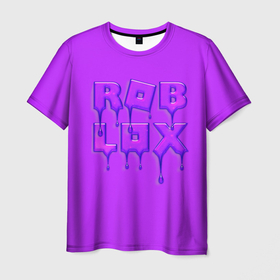 Мужская футболка 3D с принтом Roblox red   Роблокс лого с подтеками в Кировске, 100% полиэфир | прямой крой, круглый вырез горловины, длина до линии бедер | 