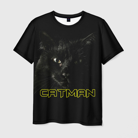 Мужская футболка 3D с принтом Кэтмен   американский бобтейл в Петрозаводске, 100% полиэфир | прямой крой, круглый вырез горловины, длина до линии бедер | Тематика изображения на принте: 