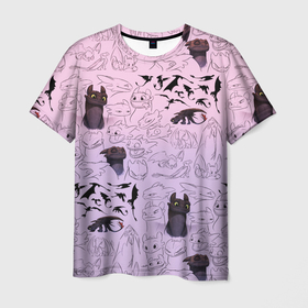 Мужская футболка 3D с принтом Ночная фурия Беззубик   Как приручить дракона в Тюмени, 100% полиэфир | прямой крой, круглый вырез горловины, длина до линии бедер | 