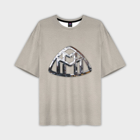 Мужская футболка oversize 3D с принтом Maybach логотип на серой коже в Тюмени,  |  | 