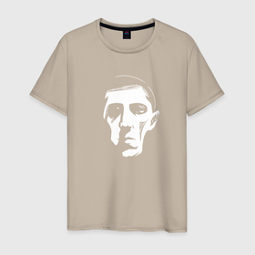 Мужская футболка хлопок с принтом Лавкрафт монохром в Кировске, 100% хлопок | прямой крой, круглый вырез горловины, длина до линии бедер, слегка спущенное плечо. | 