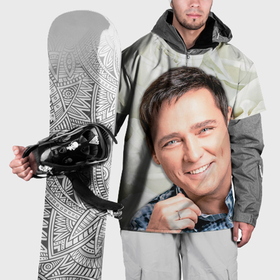 Накидка на куртку 3D с принтом Юрий Шатунов на фоне белых роз , 100% полиэстер |  | Тематика изображения на принте: 