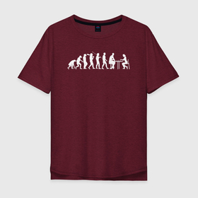 Мужская футболка хлопок Oversize с принтом Шахматная эволюция в Тюмени, 100% хлопок | свободный крой, круглый ворот, “спинка” длиннее передней части | 