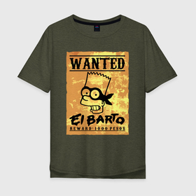 Мужская футболка хлопок Oversize с принтом Розыск   Барт Симпсон   вознаграждение гарантировано в Кировске, 100% хлопок | свободный крой, круглый ворот, “спинка” длиннее передней части | 