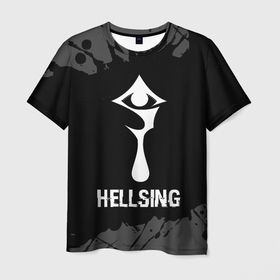 Мужская футболка 3D с принтом Hellsing glitch на темном фоне в Тюмени, 100% полиэфир | прямой крой, круглый вырез горловины, длина до линии бедер | 