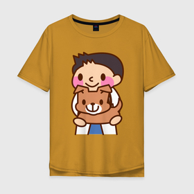 Мужская футболка хлопок Oversize с принтом Ветеринар держит собачку в Кировске, 100% хлопок | свободный крой, круглый ворот, “спинка” длиннее передней части | 
