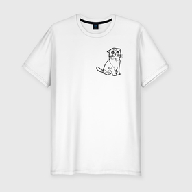 Мужская футболка хлопок Slim с принтом Контурный шотландский котенок , 92% хлопок, 8% лайкра | приталенный силуэт, круглый вырез ворота, длина до линии бедра, короткий рукав | 