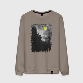 Мужской свитшот хлопок с принтом Воем на луну в Курске, 100% хлопок |  | Тематика изображения на принте: 