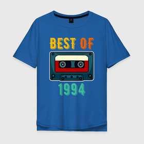 Мужская футболка хлопок Oversize с принтом Лучшее из 1994 (аудиокассета) в Санкт-Петербурге, 100% хлопок | свободный крой, круглый ворот, “спинка” длиннее передней части | 