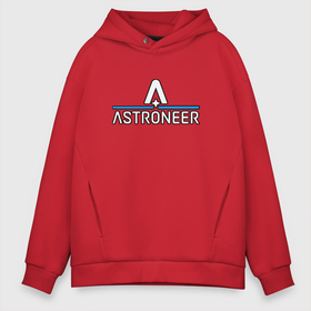 Мужское худи Oversize хлопок с принтом Astroneer logo в Екатеринбурге, френч-терри — 70% хлопок, 30% полиэстер. Мягкий теплый начес внутри —100% хлопок | боковые карманы, эластичные манжеты и нижняя кромка, капюшон на магнитной кнопке | 