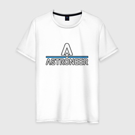 Мужская футболка хлопок с принтом Astroneer logo в Екатеринбурге, 100% хлопок | прямой крой, круглый вырез горловины, длина до линии бедер, слегка спущенное плечо. | Тематика изображения на принте: 