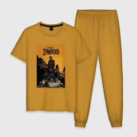 Мужская пижама хлопок с принтом В окружении   Project Zomboid в Курске, 100% хлопок | брюки и футболка прямого кроя, без карманов, на брюках мягкая резинка на поясе и по низу штанин
 | Тематика изображения на принте: 