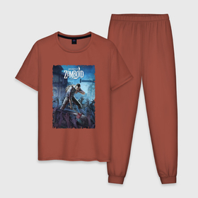 Мужская пижама хлопок с принтом В пылу битвы   Project Zomboid в Курске, 100% хлопок | брюки и футболка прямого кроя, без карманов, на брюках мягкая резинка на поясе и по низу штанин
 | 