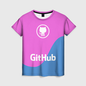 Женская футболка 3D с принтом GitHUB   две волны в Тюмени, 100% полиэфир ( синтетическое хлопкоподобное полотно) | прямой крой, круглый вырез горловины, длина до линии бедер | 