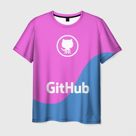 Мужская футболка 3D с принтом GitHUB   две волны в Курске, 100% полиэфир | прямой крой, круглый вырез горловины, длина до линии бедер | 