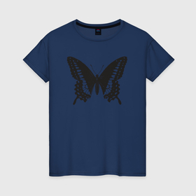 Женская футболка хлопок с принтом Бабочка винтажный рисунок в Кировске, 100% хлопок | прямой крой, круглый вырез горловины, длина до линии бедер, слегка спущенное плечо | 
