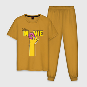 Мужская пижама хлопок с принтом The Simpsons Movie в Петрозаводске, 100% хлопок | брюки и футболка прямого кроя, без карманов, на брюках мягкая резинка на поясе и по низу штанин
 | 