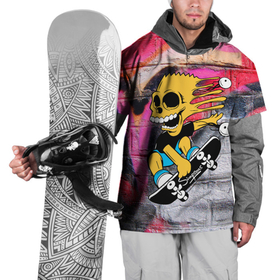 Накидка на куртку 3D с принтом Скейтер Барт Симпсон на фоне стены с граффити в Екатеринбурге, 100% полиэстер |  | Тематика изображения на принте: 