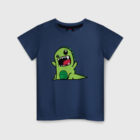 Детская футболка хлопок с принтом Зеленый дракончик в Курске, 100% хлопок | круглый вырез горловины, полуприлегающий силуэт, длина до линии бедер | Тематика изображения на принте: 