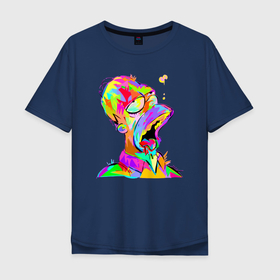 Мужская футболка хлопок Oversize с принтом Гомер Симпсон   стилизация   color в Петрозаводске, 100% хлопок | свободный крой, круглый ворот, “спинка” длиннее передней части | Тематика изображения на принте: 