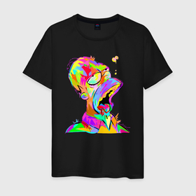 Мужская футболка хлопок с принтом Гомер Симпсон   стилизация   color в Петрозаводске, 100% хлопок | прямой крой, круглый вырез горловины, длина до линии бедер, слегка спущенное плечо. | Тематика изображения на принте: 