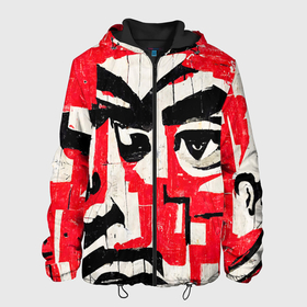 Мужская куртка 3D с принтом Уличная гранж абстракция в Ухте, ткань верха — 100% полиэстер, подклад — флис | прямой крой, подол и капюшон оформлены резинкой с фиксаторами, два кармана без застежек по бокам, один большой потайной карман на груди. Карман на груди застегивается на липучку | 