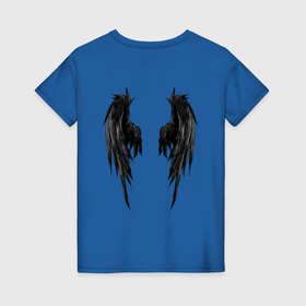 Женская футболка хлопок с принтом Крылья падшего ангела в Белгороде, 100% хлопок | прямой крой, круглый вырез горловины, длина до линии бедер, слегка спущенное плечо | Тематика изображения на принте: 