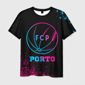 Мужская футболка 3D с принтом Porto   neon gradient в Петрозаводске, 100% полиэфир | прямой крой, круглый вырез горловины, длина до линии бедер | 