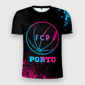 Мужская футболка 3D Slim с принтом Porto   neon gradient в Петрозаводске, 100% полиэстер с улучшенными характеристиками | приталенный силуэт, круглая горловина, широкие плечи, сужается к линии бедра | 