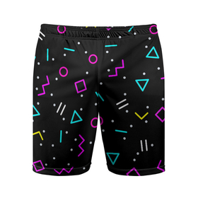 Мужские шорты спортивные с принтом Colored neon geometric shapes ,  |  | Тематика изображения на принте: 