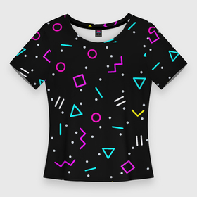Женская футболка 3D Slim с принтом Colored neon geometric shapes в Белгороде,  |  | 