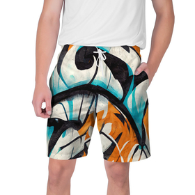 Мужские шорты 3D с принтом Окрас городского тигра ,  полиэстер 100% | прямой крой, два кармана без застежек по бокам. Мягкая трикотажная резинка на поясе, внутри которой широкие завязки. Длина чуть выше колен | 